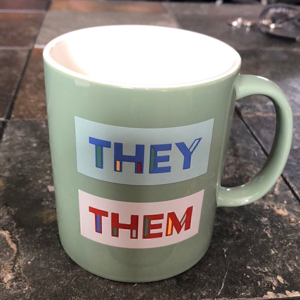 Room Essentials Stoneware They/Them Mug-light green-dishwasher safe